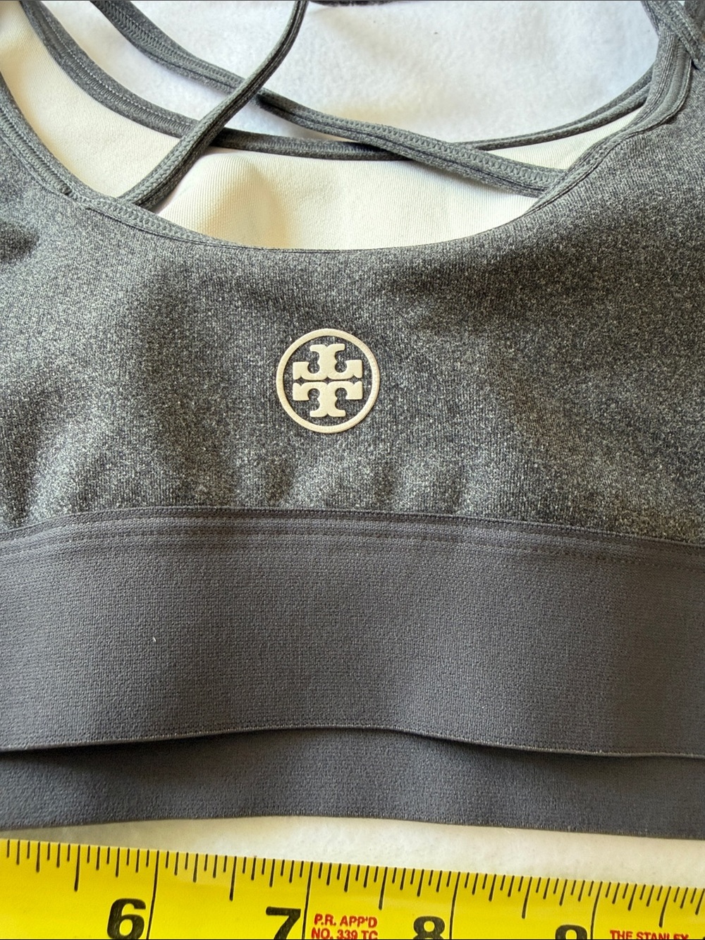 Tory Sport tory burch Gray Cross-Back Sports Bra M medium yoga designer